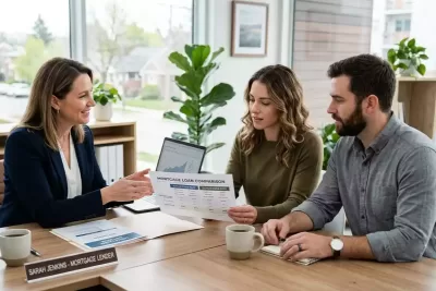 Homebuyers comparing short and long mortgage loan terms