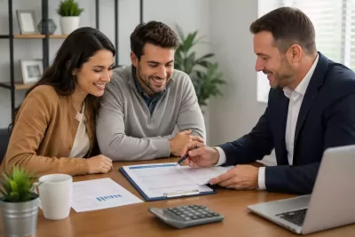 Homebuyers meeting with a mortgage lender during the loan approval process