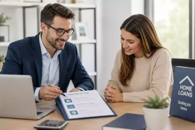 Mortgage lender discussing home financing options with homebuyer