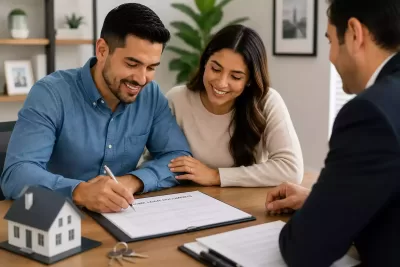 Homebuyers completing the mortgage closing process